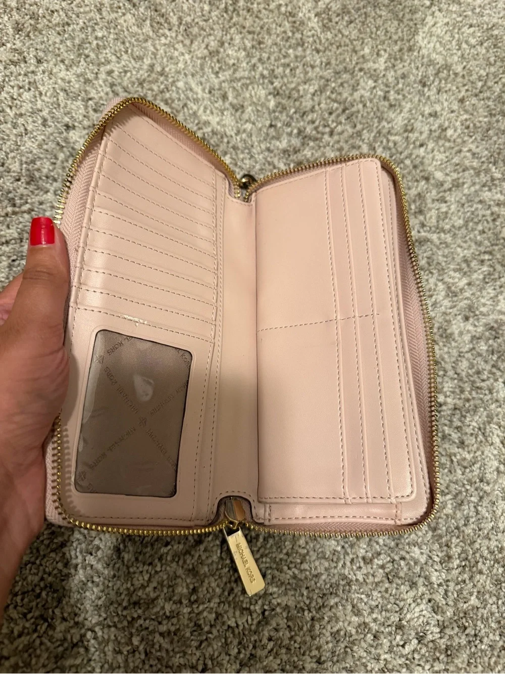 Michael Kors Brown and Blush Signature Wristlet Wallet